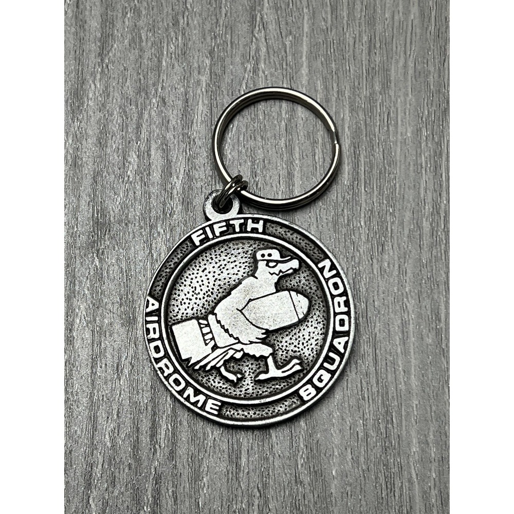 WWII US Eighth Air Force 5th Airdrome Squadron ETO Keychain Medallion